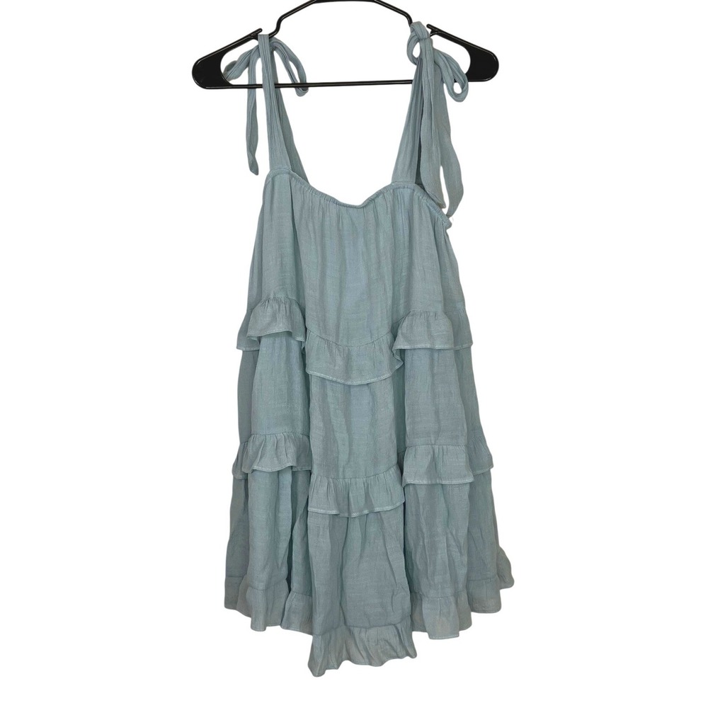 Hyfve Feeling Flirty Tiered Babydoll Dress Blue Small Boho Festival